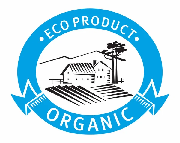 Logo Eco Product Organics Grafik Farm Freier Wildbahn Für Lebensmittel — Stockvektor