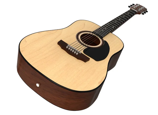 Rendir Acústica Guitarra Vista Desde Ángulo Perspectiva Modelado —  Fotos de Stock