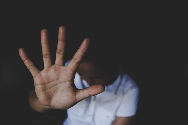 Stop Domestic Violence Women Campaign Man Use Force Assault Woman — Stock Photo, Image