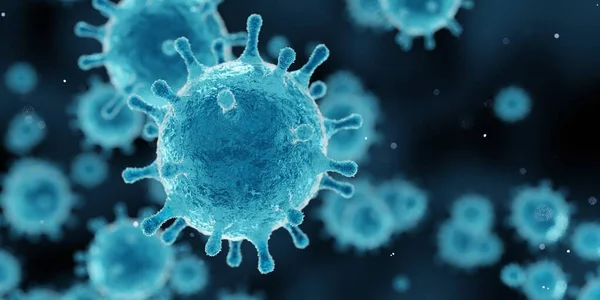 Coronavirus Ausbruch Covid Mikroskopische Ansicht Von Schwimmenden Grippevirus Zellen Rendering — Stockfoto