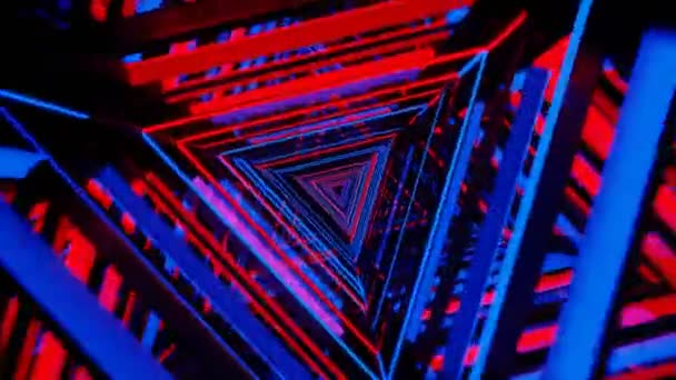 Abstract Background Blue Red Neon Triangles Seamless Loop Animation Video — Stock Video