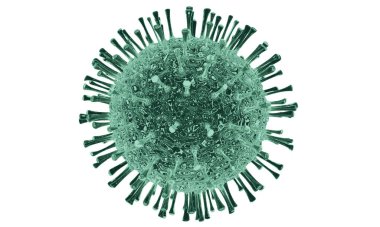 Corona virüsü ncov Covid-19 grip salgını, SARS salgını risk konsepti, kırpma yolu olan grip virüsü hücresi, 3D