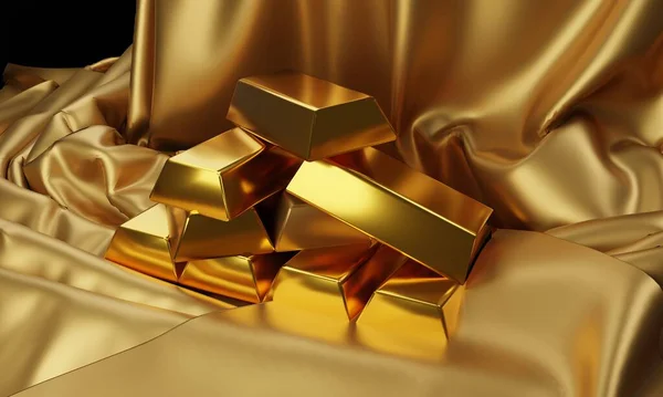 Ingot Gold Bars Render — Stock Photo, Image