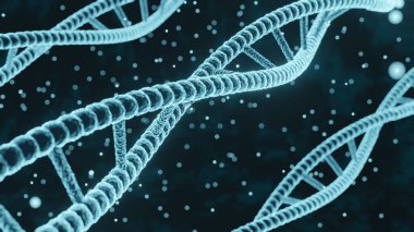 DNA molekülleri mavi 3d soyut arkaplan oluşturur