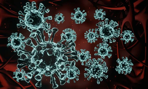 Coronavirus 2019 Ncov Grippeausbruch Abstrakter Hintergrund Covid Pandemierisikokonzept Rendering Hintergrundbild — Stockfoto