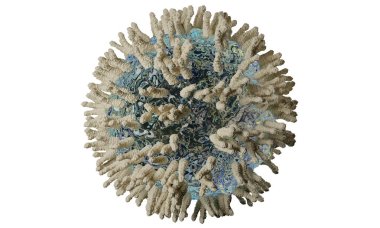 Coronavirus COVID-19 3d kırpma yolu, mikrobiyoloji ve viroloji kavramı ile resimleme