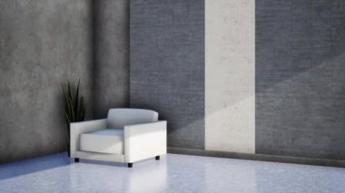 Modern tavan arası iç tasarımı, döner çekim yavaş çekim, 4K video 3D animasyon