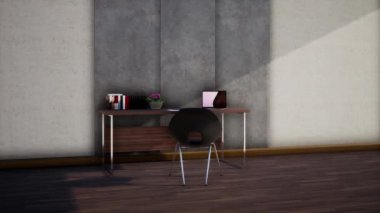 Mobilyalı modern klasik odanın iç tasarımı, döner çekim yavaş çekim, video ultra HD 4K, 3D animasyon