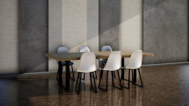 Modern tavan arası tarzının iç mimarisi, 3d oluşturma arkaplanı