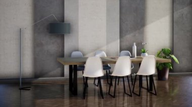 Masa ve sandalye, toplantı odası, ev ofisi, 3D animasyon video hazırlama
