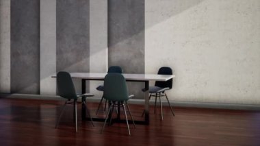 Modern tavan arası iç tasarımı, ev ofisi, 3D animasyon video hazırlama
