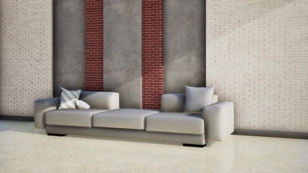 客厅内白色皮革沙发 3D渲染视频 — 图库视频影像
