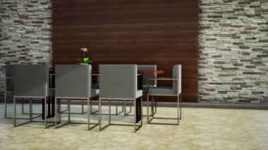 Modern odanın içi, 3D animasyon canlandırması