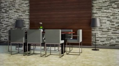 Modern odanın içi, 3D video canlandırması