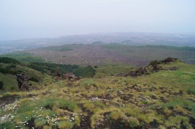 Etna Dağı 'ndan görüntü. Sicilya