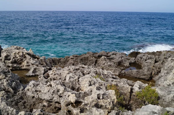 Mar Surf Rocas Mar Brucoli Sicilia —  Fotos de Stock