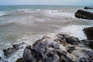 Tulum 'daki Paradise Beach, Quintana Roo, Meksika. Tropik sahil.
