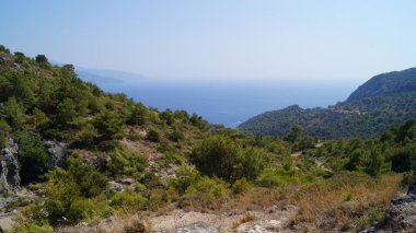 Deniz manzarası. Açıldı. Kayakoy köyü, Türkiye