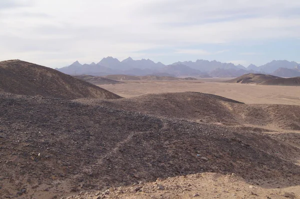 Mountain landscape in Egypt. Cloudy sky.