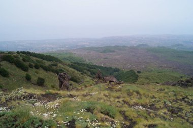 Etna Dağı 'ndan görüntü. Sicilya