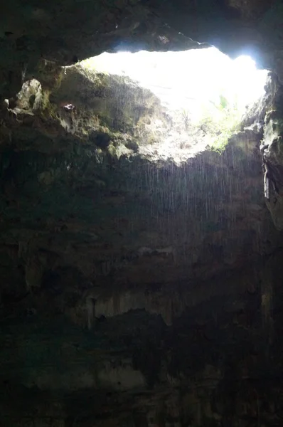 Dzitnup Yucatan Mexico Rain Entering Cave — Stock Photo, Image
