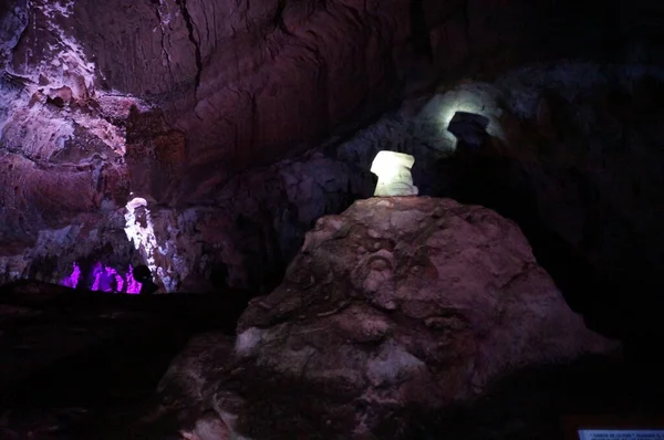 Caverna Lolthun Língua Maia Uma Pedra Flor Uma Das Cavernas — Fotografia de Stock