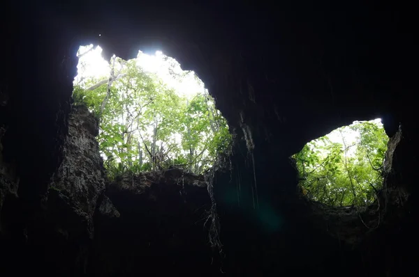 Caverna Lolthun Língua Maia Uma Pedra Flor Uma Das Cavernas — Fotografia de Stock