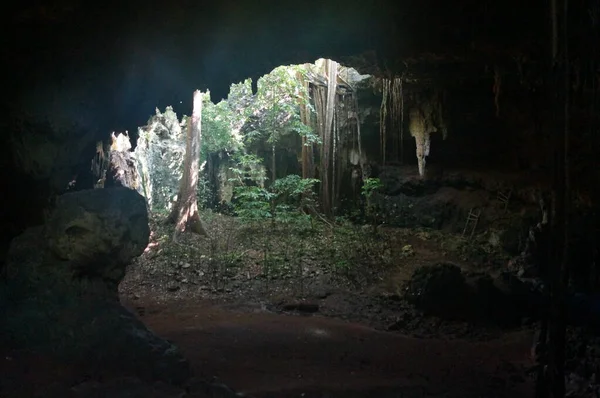 Caverna Lolthun Língua Maia Uma Pedra Flor Uma Das Cavernas — Fotografia de Stock