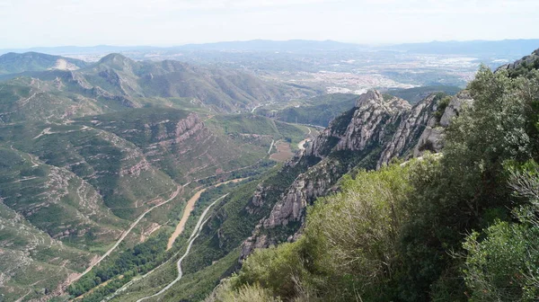 Hermoso Paisaje Montaña Cerca Abadía Santa Maria Montserrat —  Fotos de Stock