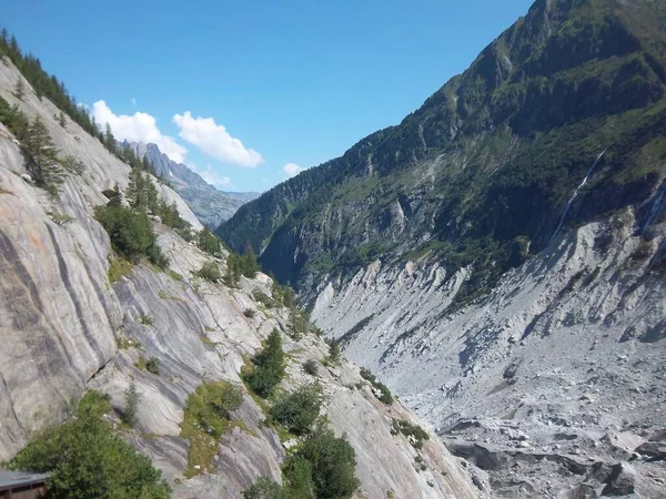 Hermoso Paisaje Montaña Mer Glace Glaciar Del Valle Situado Ladera — Foto de Stock