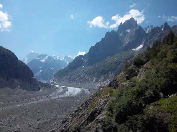 Hermoso Paisaje Montaña Mer Glace Glaciar Del Valle Situado Ladera — Foto de Stock