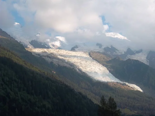 Glaciar Bossons Uno Los Glaciares Más Grandes Del Macizo Del — Foto de Stock