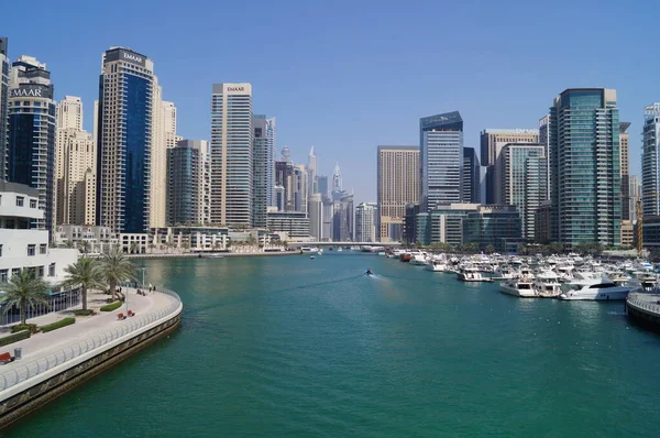 Arquitetura Dubai Com Arranha Céus Majestosos Dubai Emirados Árabes Unidos — Fotografia de Stock