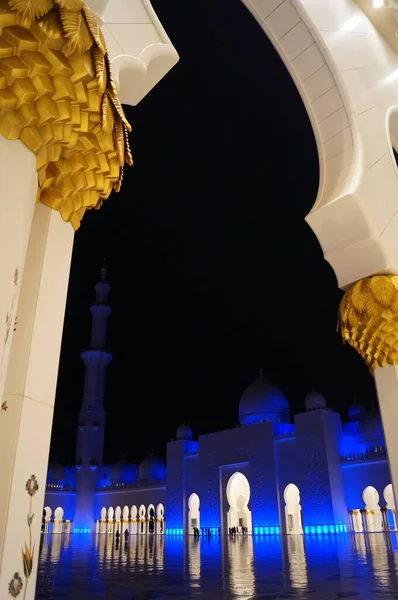 Zayed Sejk Nagymecset Éjjel Abu Dhabi Egyesült Arab Emírségek — Stock Fotó