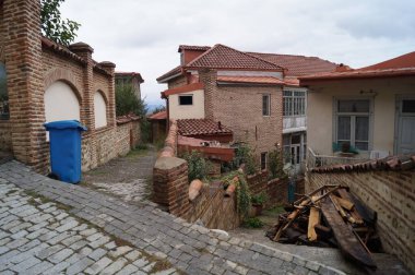 Sighnaghi 'de bir sokak. Kakheti, Gürcistan