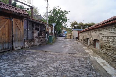 Sighnaghi 'de bir sokak. Kakheti, Gürcistan