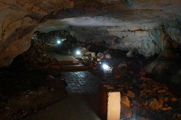 Turistická Stezka Jeskyni Balanchanche Balancanche Jsou Nejznámější Místa Jeskyni Maya — Stock fotografie
