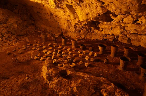 Macetas Rituales Cueva Balankanche Balancanche Son Los Sitios Cuevas Mayas —  Fotos de Stock