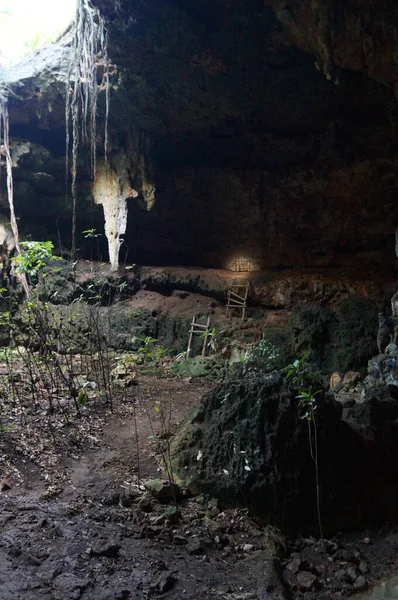 Caverna Lolthun Língua Maia Uma Pedra Flor Uma Das Cavernas — Fotografia de Stock