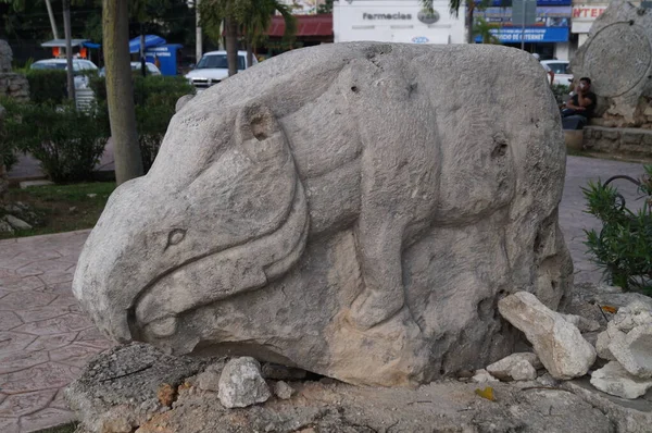 Estatua Ciudad Tulum Tulum Fue Una Las Últimas Ciudades Construidas — Foto de Stock