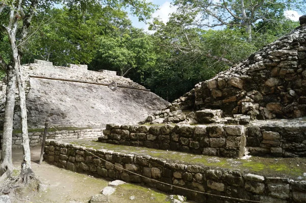 Dos Dois Campos Jogo Coba Ruínas Antiga Cidade Coba Península — Fotografia de Stock