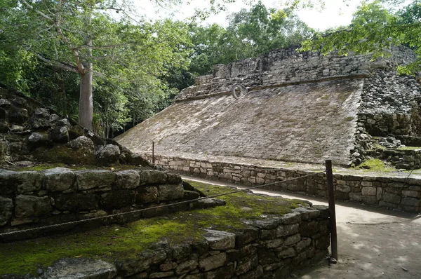 科巴的两个球场之一 库巴古城的废墟位于墨西哥金塔纳罗奥州尤卡坦半岛上的科巴古城 — 图库照片