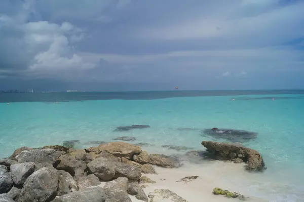 Ciel Nuageux Sur Mer Des Caraïbes Cancun Quintana Roo Mexique — Photo