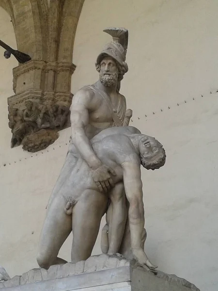 Menelau Apoiando Corpo Patroclo Estátua Loggia Dei Lanzi Florença Cidade — Fotografia de Stock