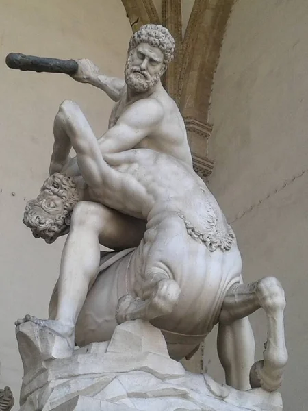 Estátua Hércules Nessus Loggia Dei Lanzi Florença Cidade Metropolitana Florença — Fotografia de Stock