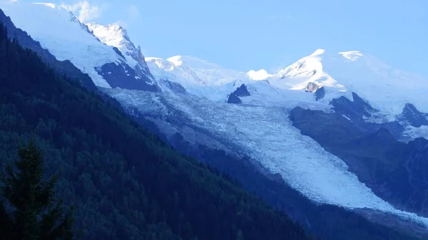 Ledovec Horách Chamonix Mont Blanc Obec Departementu Haute Savoie Regionu — Stock fotografie