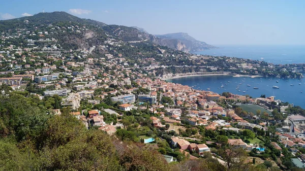 Villefranche Sur Mer Vista Cidade Partir Montanha Mont Boron França — Fotografia de Stock