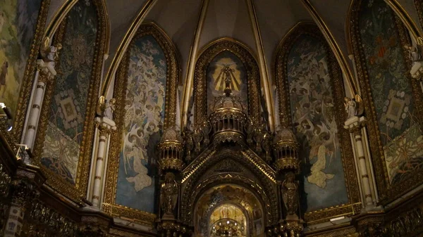 Interior Cúpula Altar 1928 Basílica Montserrat Começou Ser Construída Século — Fotografia de Stock