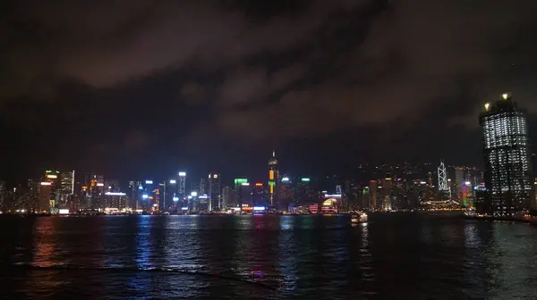 Widok Miasto Hong Kongu Nocy Chiny — Zdjęcie stockowe