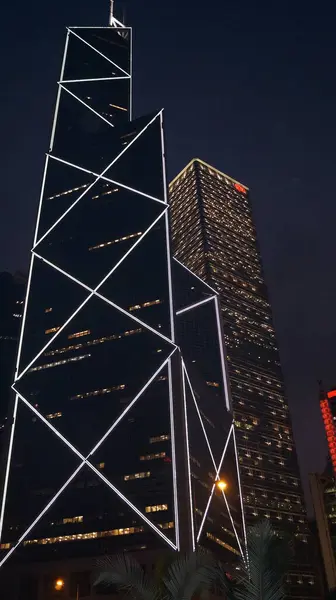 Вид Гонконга Ночное Время Китай — стоковое фото